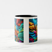 Fleurs Abstraites Mug à deux tons, 11 oz (Centre)