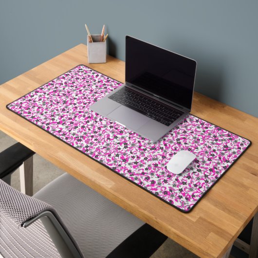 Fleurs abstraites rose pâle et gris blanc (Bureau 2)