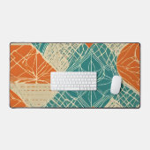 Fleurs abstraites sarcelle, orange et beige (Clavier et souris)