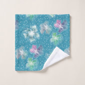 Fleurs Abstraites sur de beaux tons bleu clair (Gant de toilette)