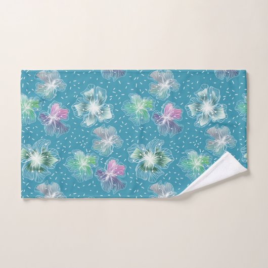 Fleurs Abstraites sur de beaux tons bleu clair (Serviette à main)