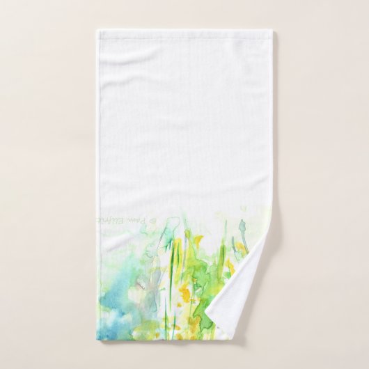 Fleurs Abstraites vertes et jaunes brillantes (Serviette à main)