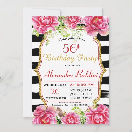 FLEURS ANNIVERSAIRE DE FÊTE INVITATION (Devant)