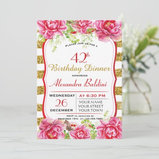 FLEURS ANNIVERSAIRE INVITATION (Debout devant)