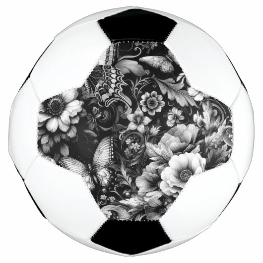 Fleurs Antiques Monochromes avec Papillons (Devant)