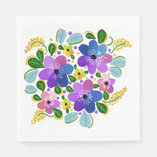 Fleurs Aquarelle 03 Serviettes en Papier pour le D