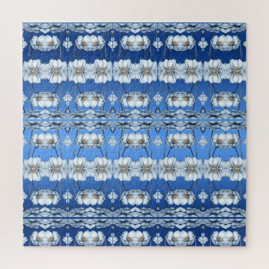 Fleurs Aquarelle Bleue Puzzle (Vertical)