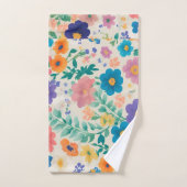 Fleurs Aquarelle colorée Motif personnalisé (Serviette à main)