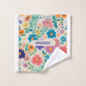Fleurs Aquarelle colorée Motif personnalisé (Gant de toilette)