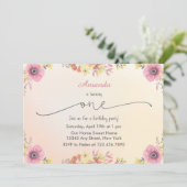 Fleurs Aquarelle Invitation d'anniversaire (Debout devant)