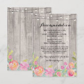 Fleurs Aquarelle Invitation de Mariage Hébergement (Devant / Derrière)