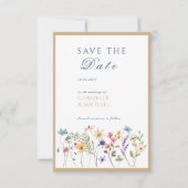 Fleurs Aquarelle Kraft Rustique Faire-Part de Date (Devant)