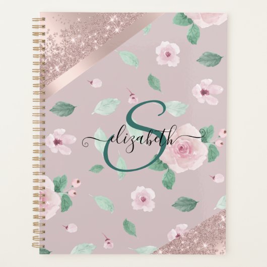 Fleurs Aquarelle Monogramme Or Rose (Devant)