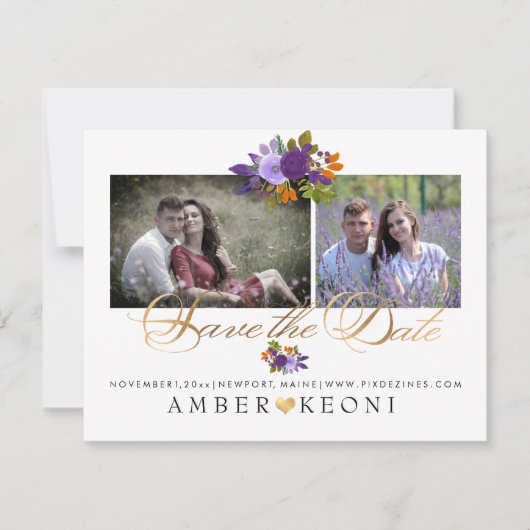 Fleurs aquarelle PixDezines Save the Date (Devant)