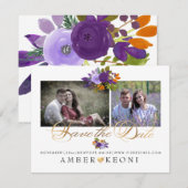 Fleurs aquarelle PixDezines Save the Date (Devant / Derrière)