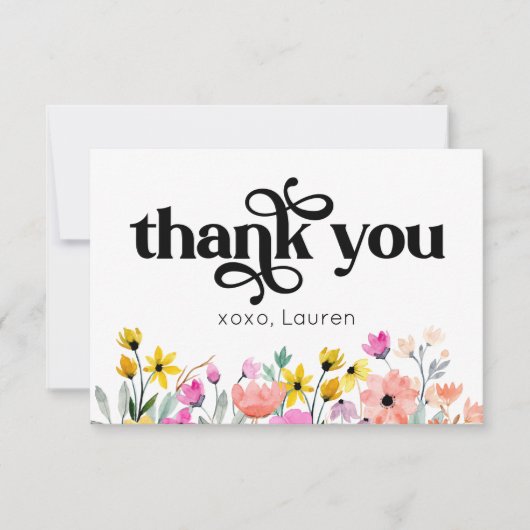 Fleurs Aquarelle Typographie Flat Merci (Devant)