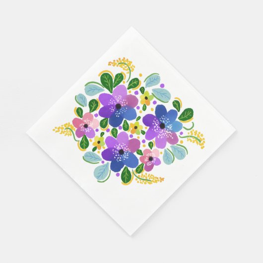 Fleurs aquarelles 03 Serviettes en papier pour déj (Coin)