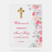 Fleurs aquarelles Accueil Première communion (Recto)