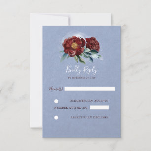 Fleurs aquarelles bordeaux et bleues RSVP de maria