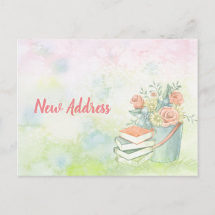 Fleurs aquarelles Changement d'adresse Carte posta