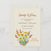 Fleurs aquarelles Changement de plan Faire-part (Devant / Derrière)