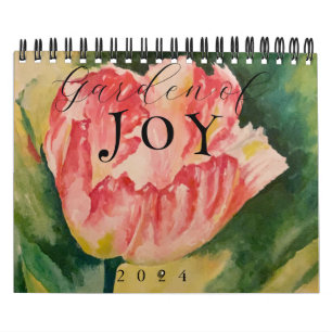 Fleurs aquarelles Deux pages Calendrier de 12 mois