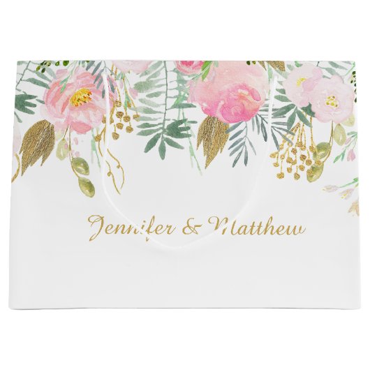 Fleurs Aquarelles en or rose vif GRANDES Sacs Cade (Devant)