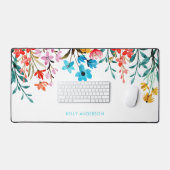 Fleurs aquarelles girly monogrammées (Clavier et souris)