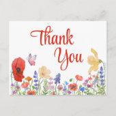 Fleurs aquarelles merci carte postale (Devant)