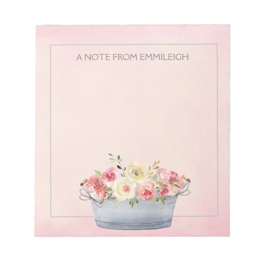 Fleurs aquarelles rose et crème dans un bloc-notes (Devant)