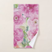 Fleurs aquarelles roses (Serviette à main)