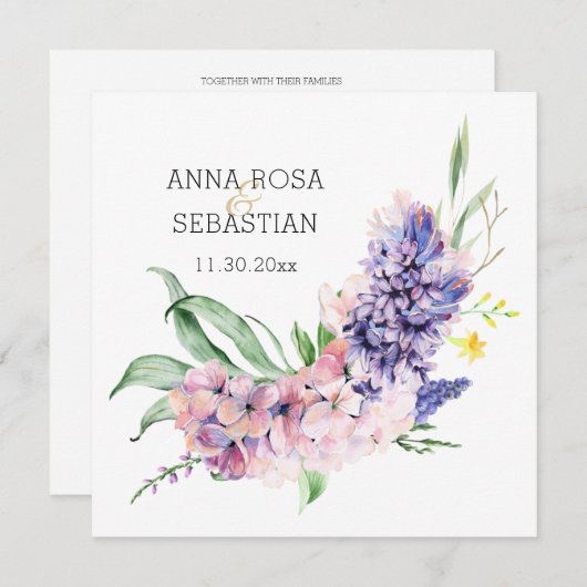 *~* Fleurs AR15 QR RSVP Boho Faire-part de mariage (Devant / Derrière)