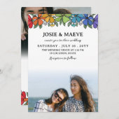 Fleurs arc-en-ciel 2 en 1 Faire-part de mariage ph (Devant / Derrière)