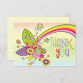 Fleurs arc-en-ciel colorées rétro Merci de message (Devant / Derrière)