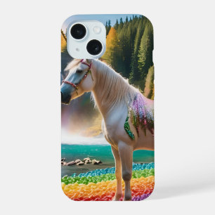 Fleurs Arc-en-ciel Licorne Arbres Verts Cascade La