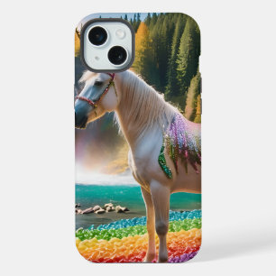 Fleurs Arc-en-ciel Licorne Arbres Verts Cascade La