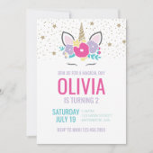 Fleurs arc-en-ciel magiques Unicorn Invitation d'a (Devant)
