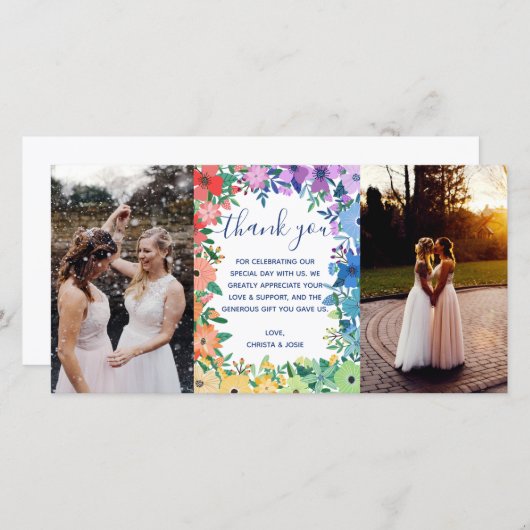 Fleurs arc-en-ciel Mariage Photos Merci (Devant / Derrière)