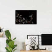 Fleurs Art Déco sur fond noir (Bureau à domicile)