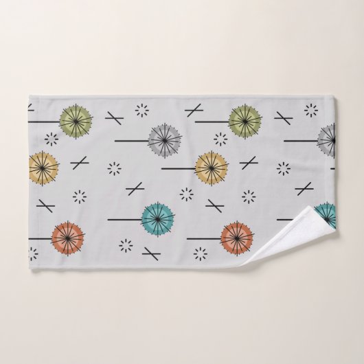 Fleurs atomiques rétro multicolores (Serviette à main)