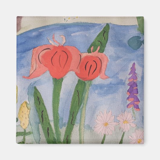 Fleurs Au Bord Du Lac Magnet (Devant)