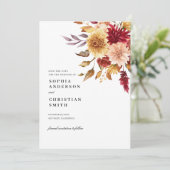 Fleurs Automnes Mariage Enregistrer La Carte Date (Debout devant)