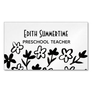 Fleurs avec carte de visite carré d'encre