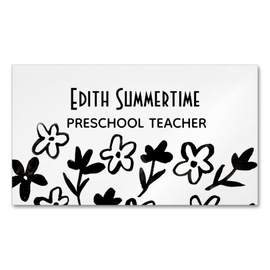 Fleurs avec carte de visite carré d'encre (devant)