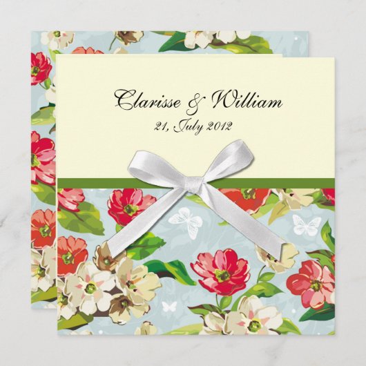 Fleurs avec Faire-part de mariage en caverne (Devant / Derrière)