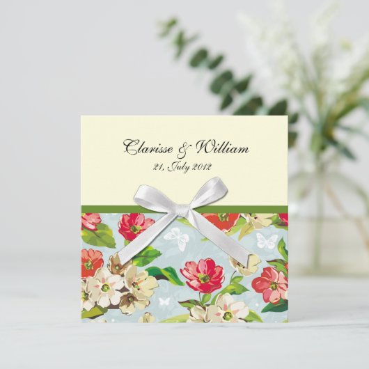 Fleurs avec Faire-part de mariage en caverne (Debout devant)