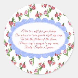 Fleurs baby shower - Étiquette de bougie de prière