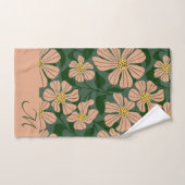 Fleurs beiges modernes avec feuilles verts (Serviette à main)