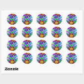 Fleurs Belle couleur Sticker rond classique (Feuille)