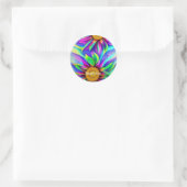 Fleurs Belle couleur Sticker rond classique (Sac)